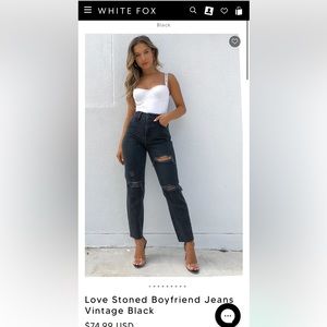 White Fox Love Stoned Boyfriend Jeans